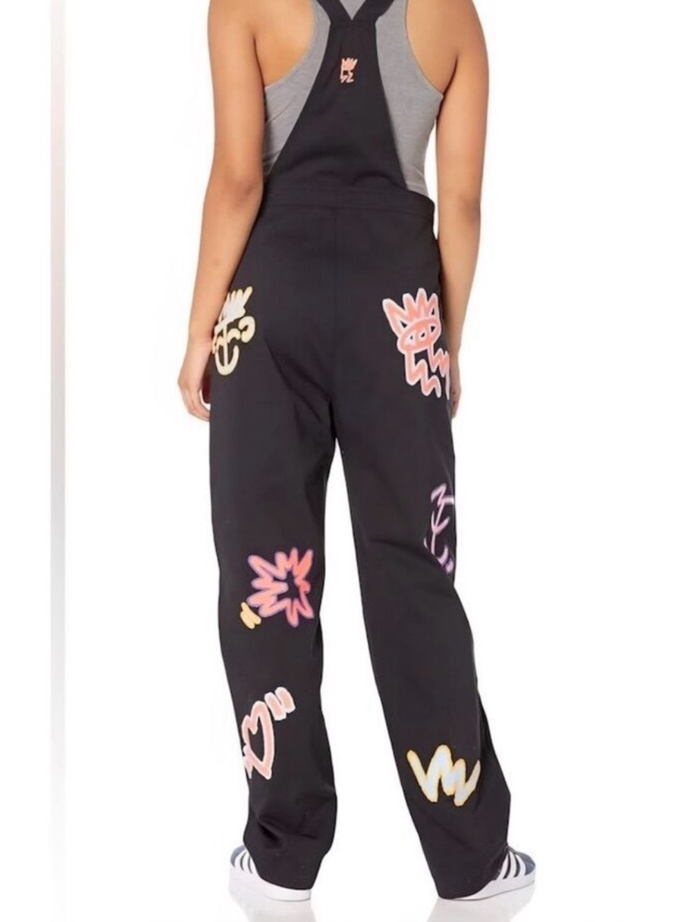adidas Love Unites gender neutral Black Neon Graphic Overall Jumpsuit 30" Inseam - Picture 2 of 7